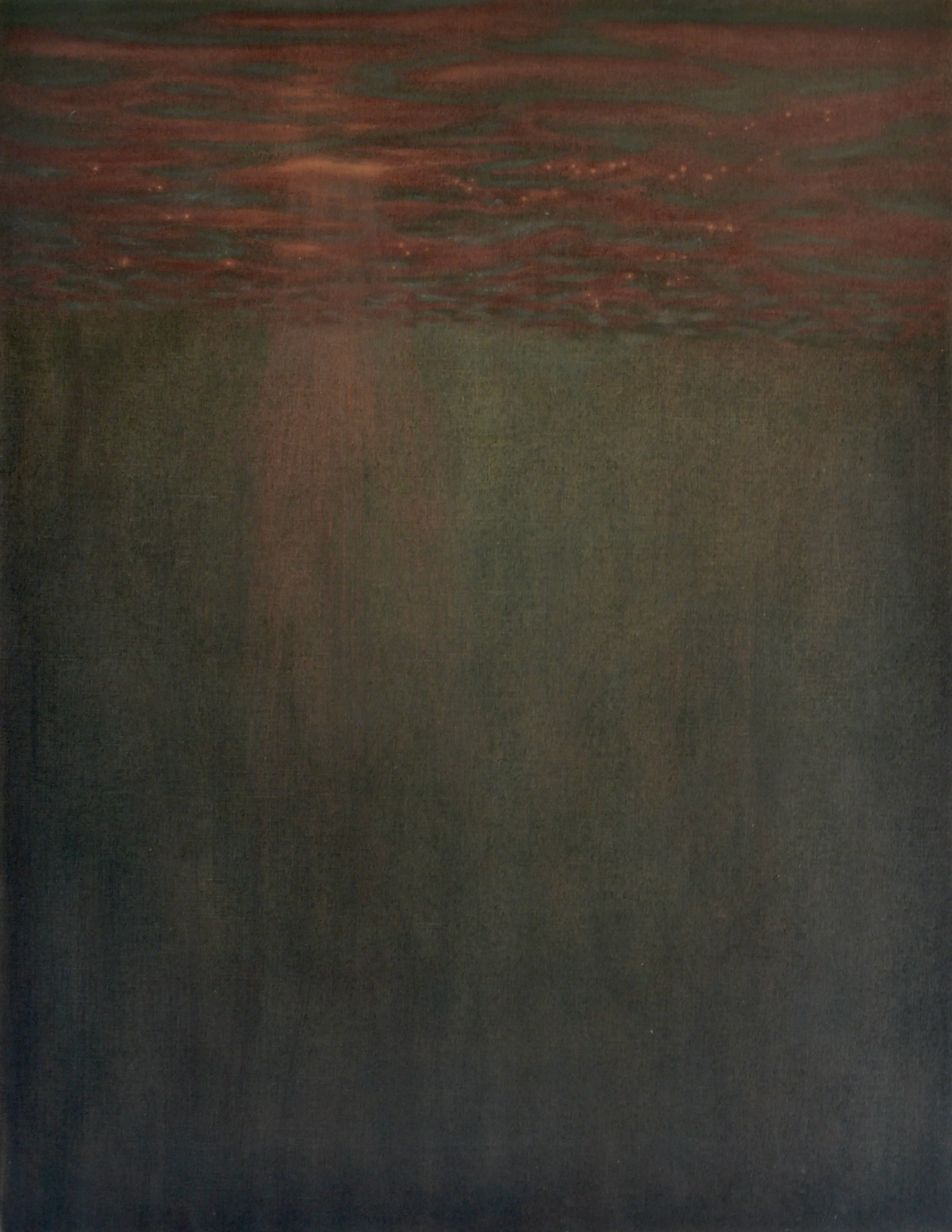 Dark painting with a constellation of glowing turquoise dots